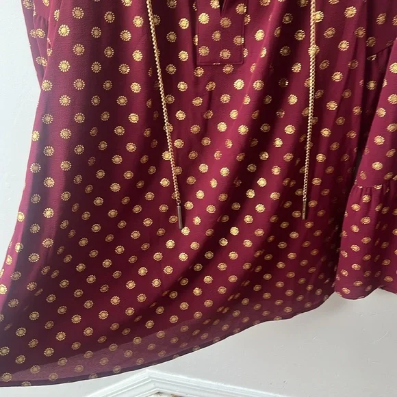 Michael Kors Dark red  and gold blouse MK top long sleeve small size - Picture 6 of 16
